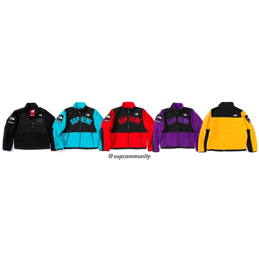 supreme the north face arc logo denali fleece jacket black