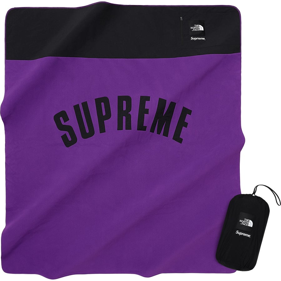 Details on Supreme The North Face Arc Logo Denali Fleece Blanket Purple from spring summer 2019 (Price is $148)