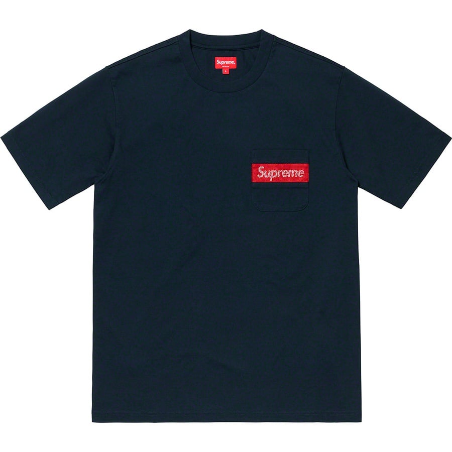 Supreme Mesh Stripe Pocket Tee (SS19) - Navy - $78