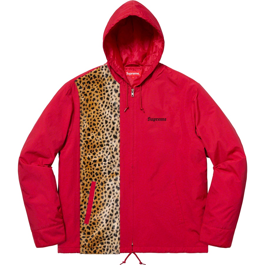 Details on Cheetah Hooded Station Jacket Red from spring summer 2019 (Price is $198)