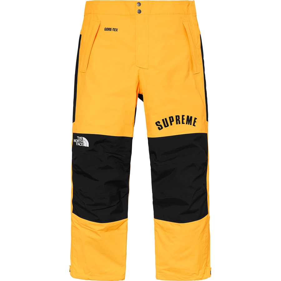 Details on Supreme The North Face Arc Logo Mountain Pant Yellow from spring summer
                                                    2019 (Price is $348)