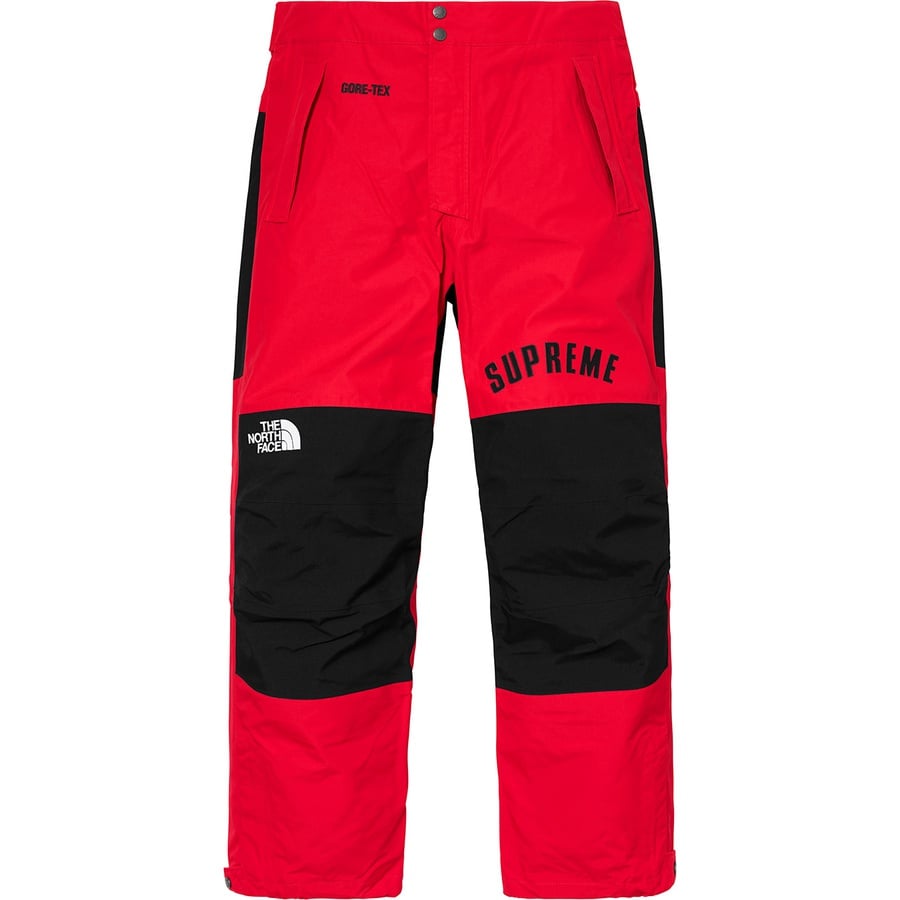 Details on Supreme The North Face Arc Logo Mountain Pant Red from spring summer
                                                    2019 (Price is $348)