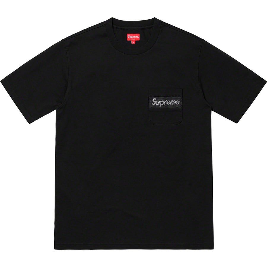 Supreme Mesh Stripe Pocket Tee (SS19) - Black - $78