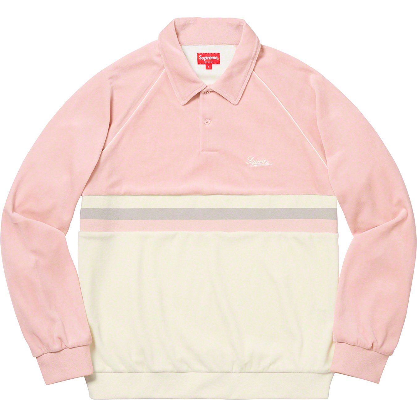 Stripe Velour Raglan L S Polo - spring summer 2019 - Supreme