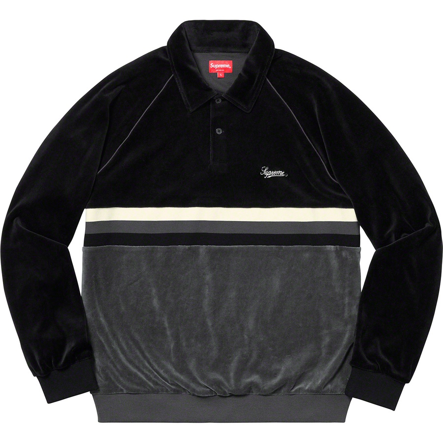 Details on Stripe Velour Raglan L S Polo Black from spring summer
                                                    2019 (Price is $118)