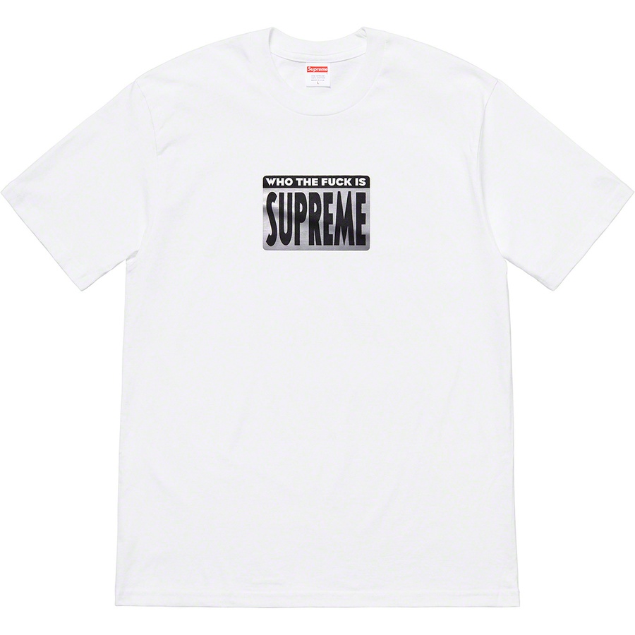 Details on Who The Fuck Tee White from spring summer 2019 (Price is $38)