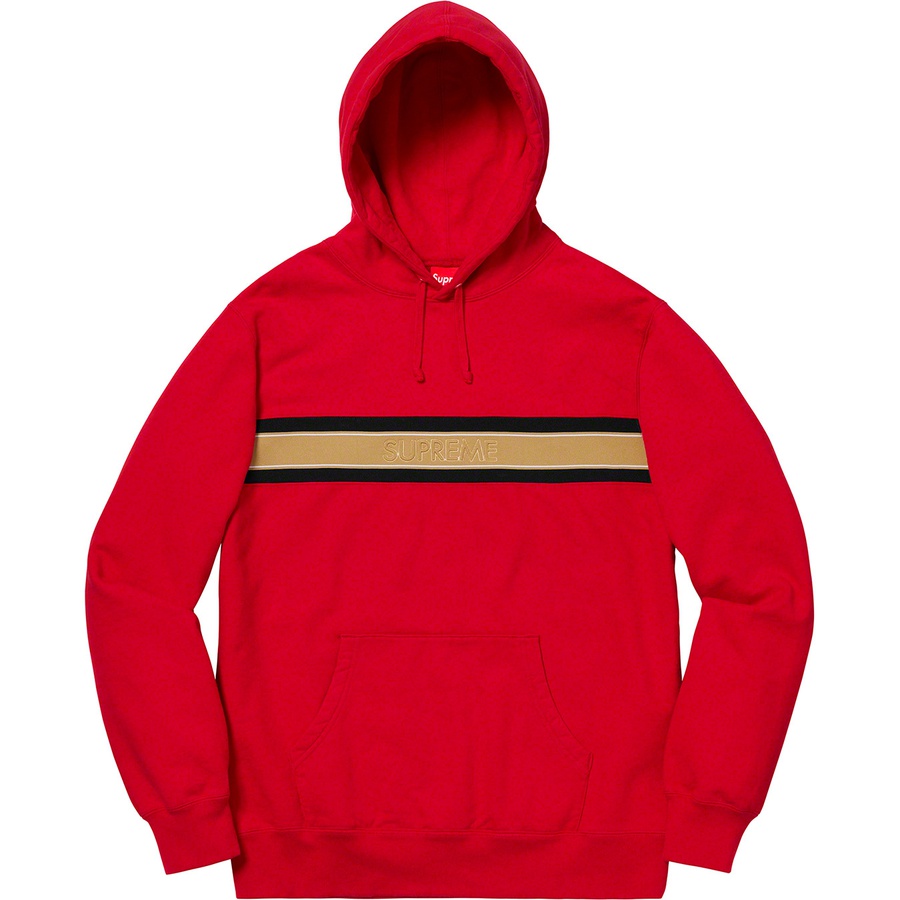 Details on Chest Stripe Logo Hooded Sweatshirt Red from spring summer 2019 (Price is $158)