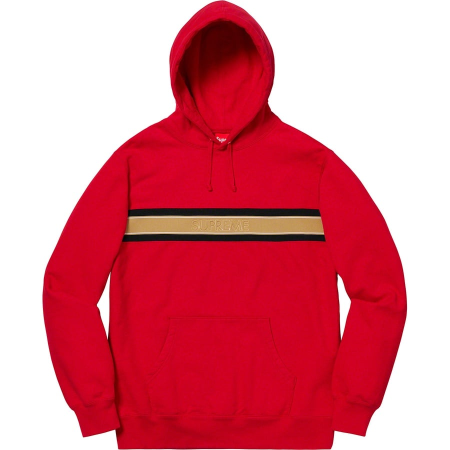 Details on Chest Stripe Logo Hooded Sweatshirt Red from spring summer
                                                    2019 (Price is $158)