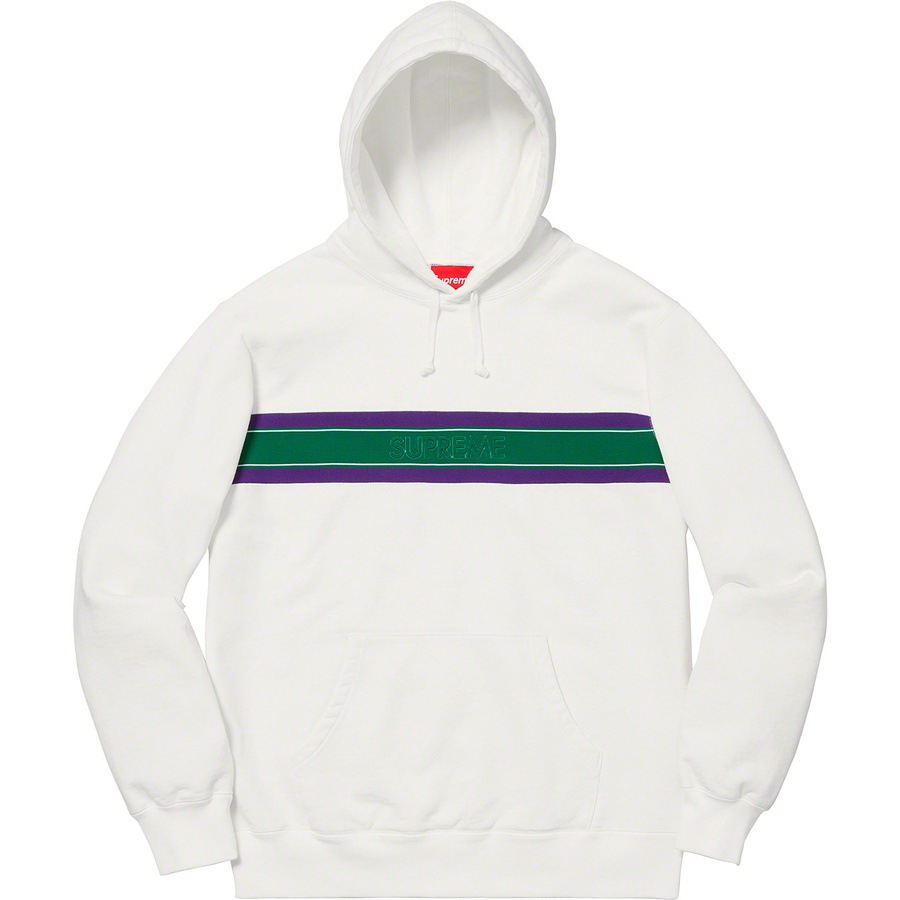 Details on Chest Stripe Logo Hooded Sweatshirt White from spring summer 2019 (Price is $158)