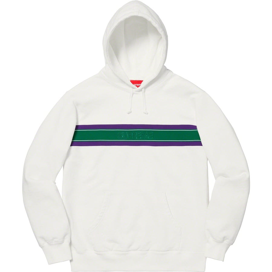 Details on Chest Stripe Logo Hooded Sweatshirt White from spring summer
                                                    2019 (Price is $158)