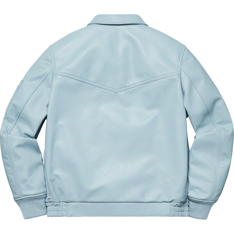 Details on Supreme Schott Leather Tanker Jacket Light Blue from spring summer
                                                    2019 (Price is $698)