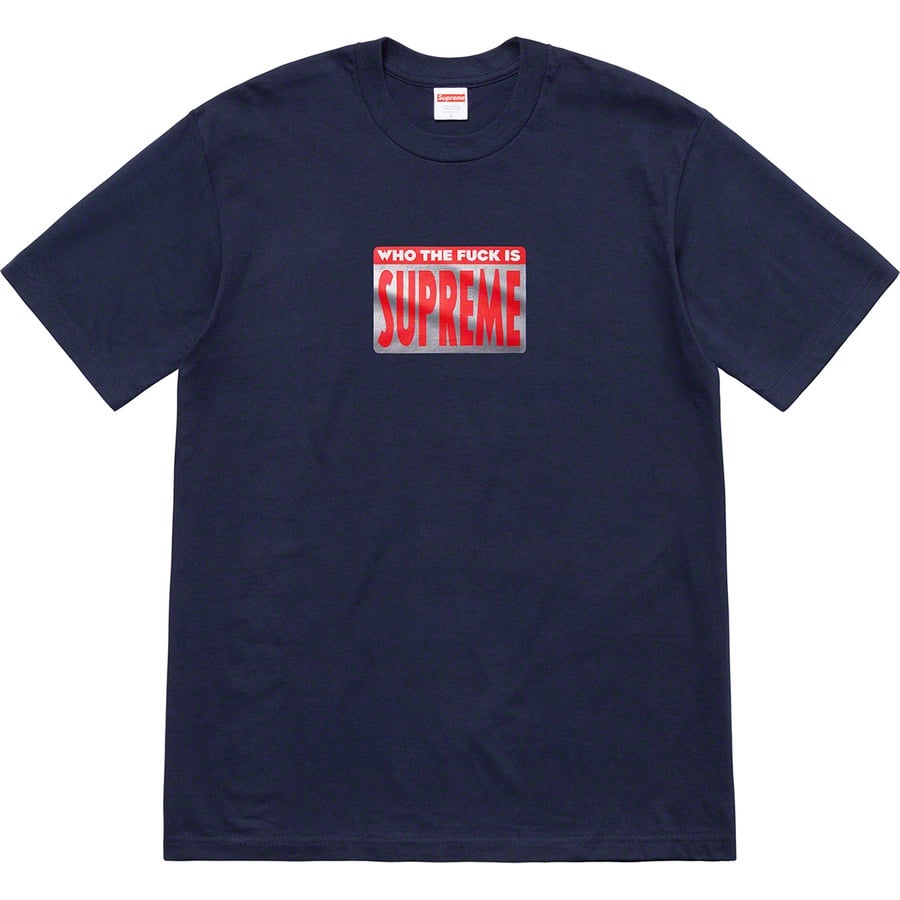 Details on Who The Fuck Tee Navy from spring summer 2019 (Price is $38)