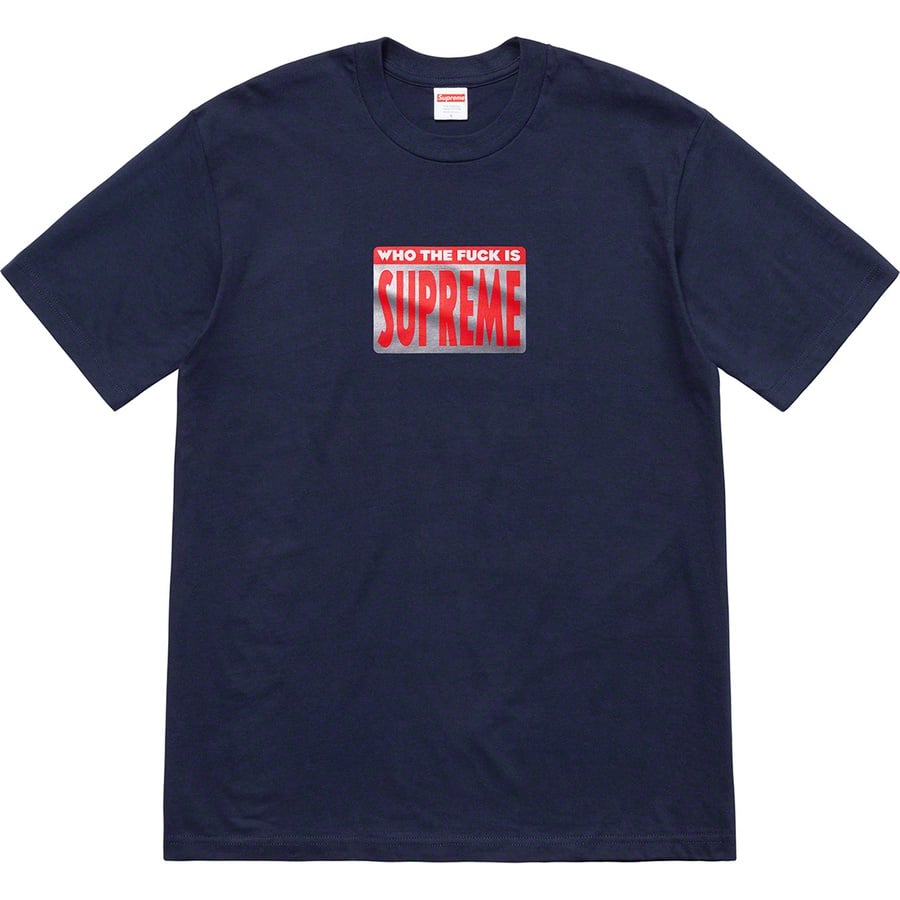 Details on Who The Fuck Tee Navy from spring summer
                                                    2019 (Price is $38)