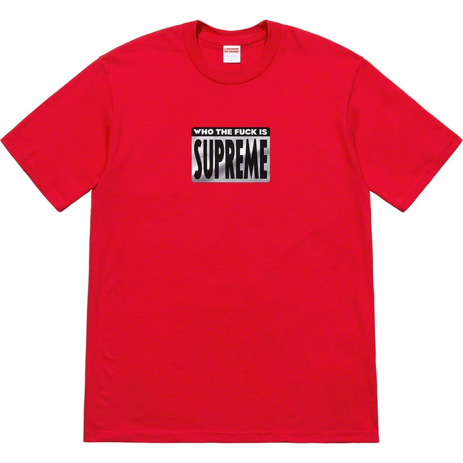 Details on Who The Fuck Tee Red from spring summer 2019 (Price is $38)