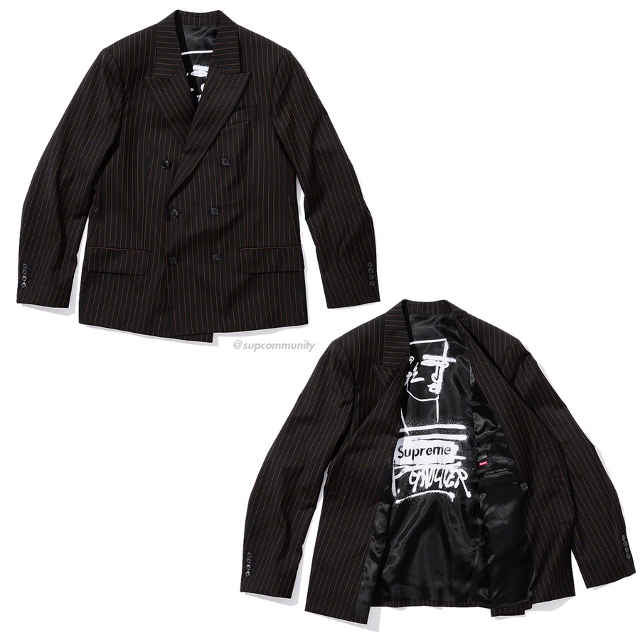 Supreme Supreme Jean Paul Gaultier Pinstripe Double Breasted Blazer for spring summer 19 season