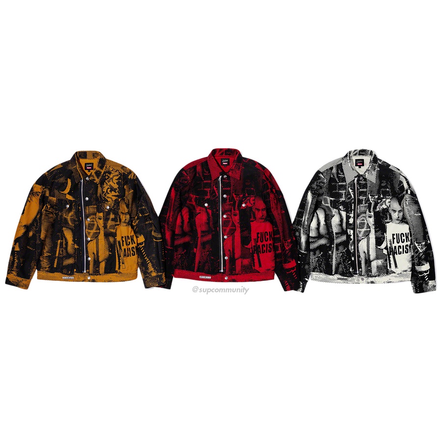 Supreme Supreme Jean Paul Gaultier Fuck Racism Trucker Jacket released during spring summer 19 season