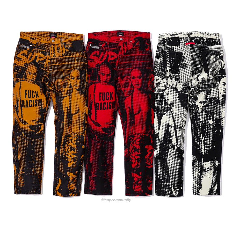Details on Supreme Jean Paul Gaultier Fuck Racism Jean from spring summer
                                            2019 (Price is $178)