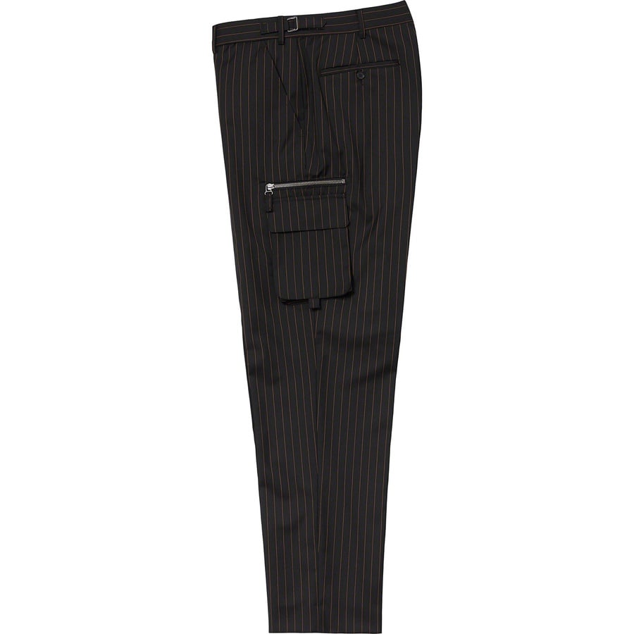 Details on Supreme Jean Paul Gaultier Pinstripe Cargo Suit Pant Black from spring summer
                                                    2019 (Price is $358)