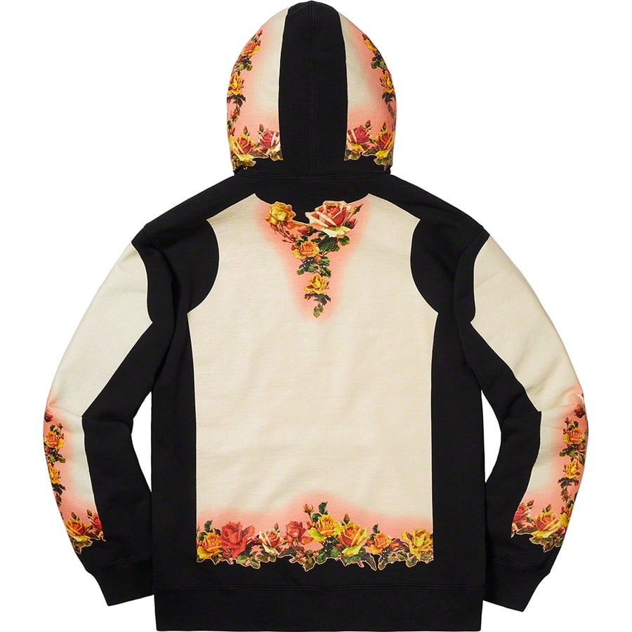 Details on Supreme Jean Paul Gaultier Floral Print Hooded Sweatshirt Black from spring summer
                                                    2019 (Price is $228)