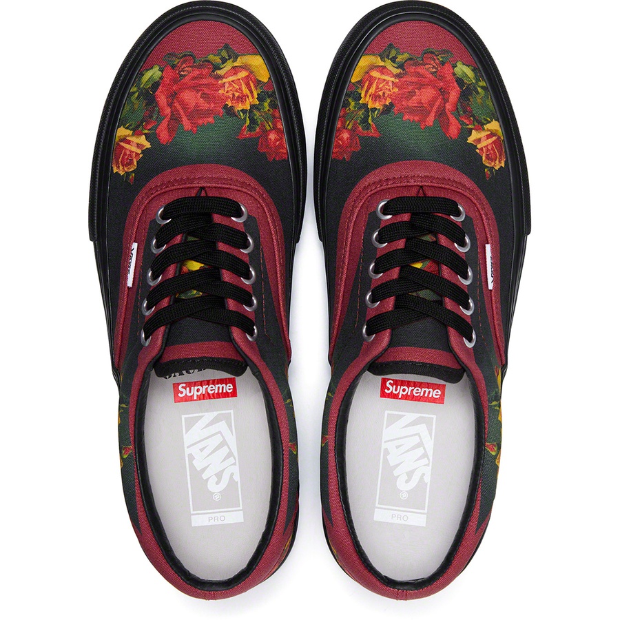 Details on Supreme Vans Jean Paul Gaultier Floral Print Era Pro Cardinal from spring summer
                                                    2019 (Price is $108)