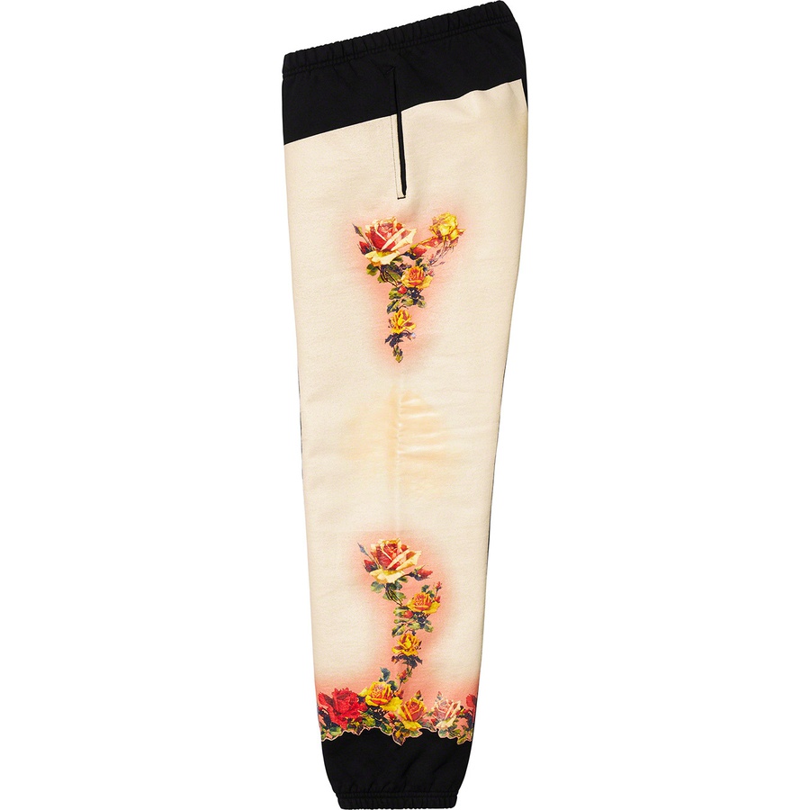 Details on Supreme Jean Paul Gaultier Floral Print Sweatpant Black from spring summer
                                                    2019 (Price is $178)