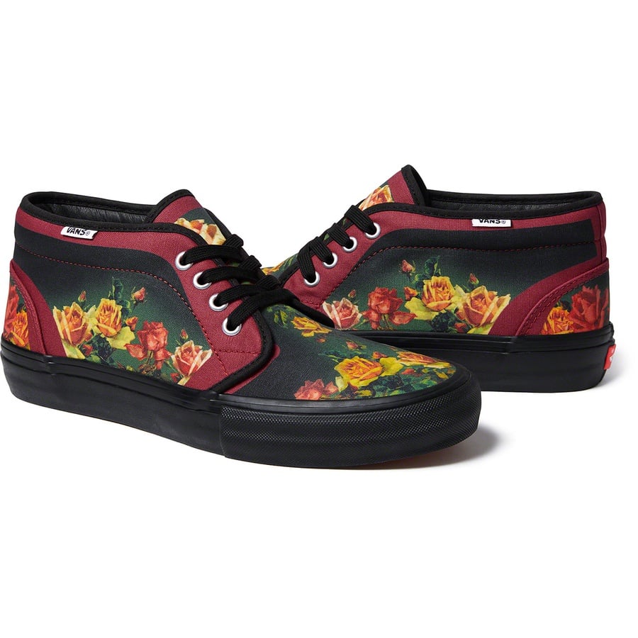 Details on Supreme Vans Jean Paul Gaultier Floral Print Chukka Pro Cardinal from spring summer
                                                    2019 (Price is $118)