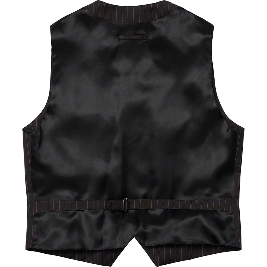 Details on Supreme Jean Paul Gaultier Pinstripe Cargo Suit Vest Black from spring summer
                                                    2019 (Price is $388)