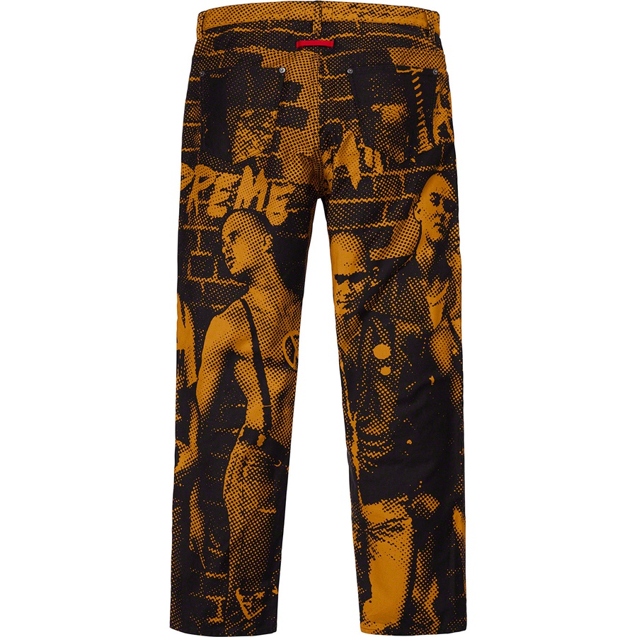 Details on Supreme Jean Paul Gaultier Fuck Racism Jean Gold from spring summer
                                                    2019 (Price is $178)