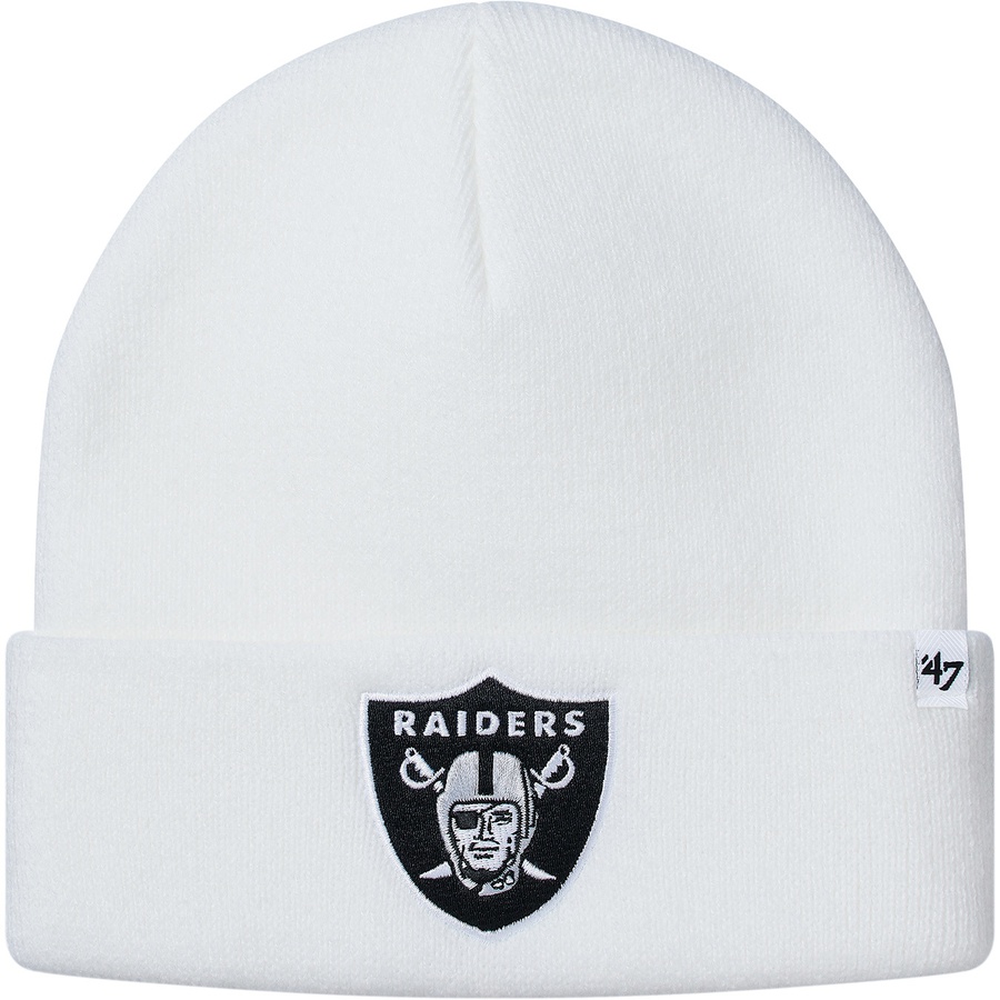 Details on Supreme NFL Raiders '47 Beanie White from spring summer
                                                    2019 (Price is $38)