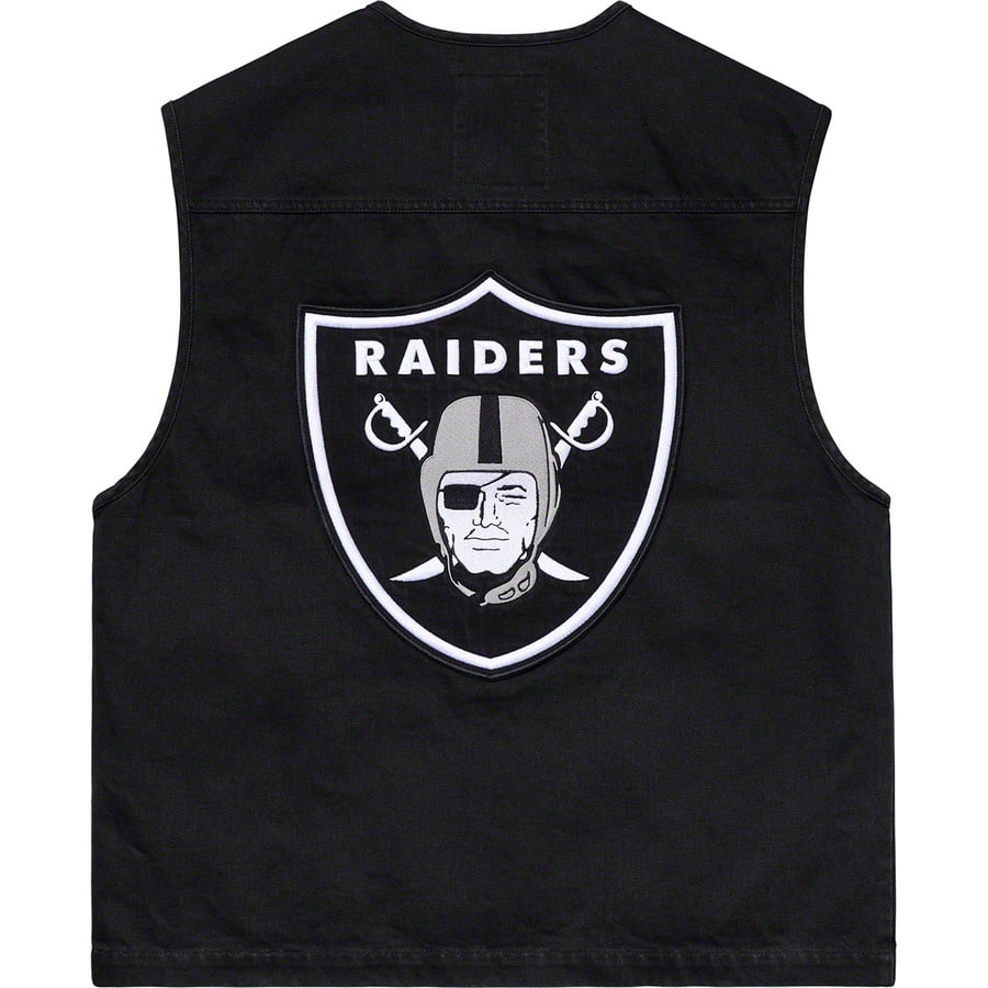 Details on Supreme NFL Raiders '47 Denim Vest Black from spring summer
                                                    2019 (Price is $158)