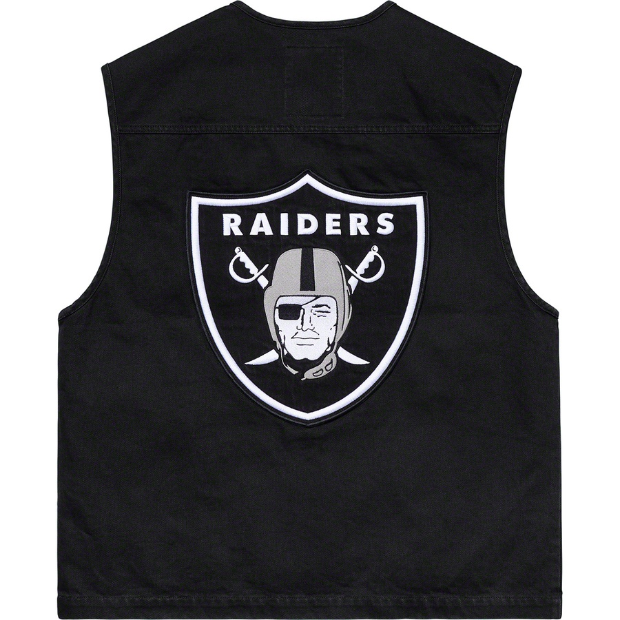 Details on Supreme NFL Raiders '47 Denim Vest Black from spring summer
                                                    2019 (Price is $158)