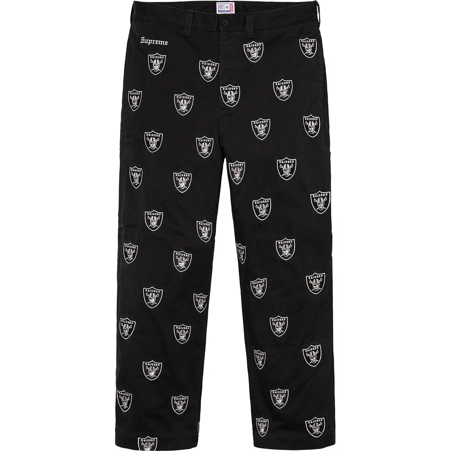 Details on Supreme NFL Raiders '47 Embroidered Chino Pant Black from spring summer
                                                    2019 (Price is $248)
