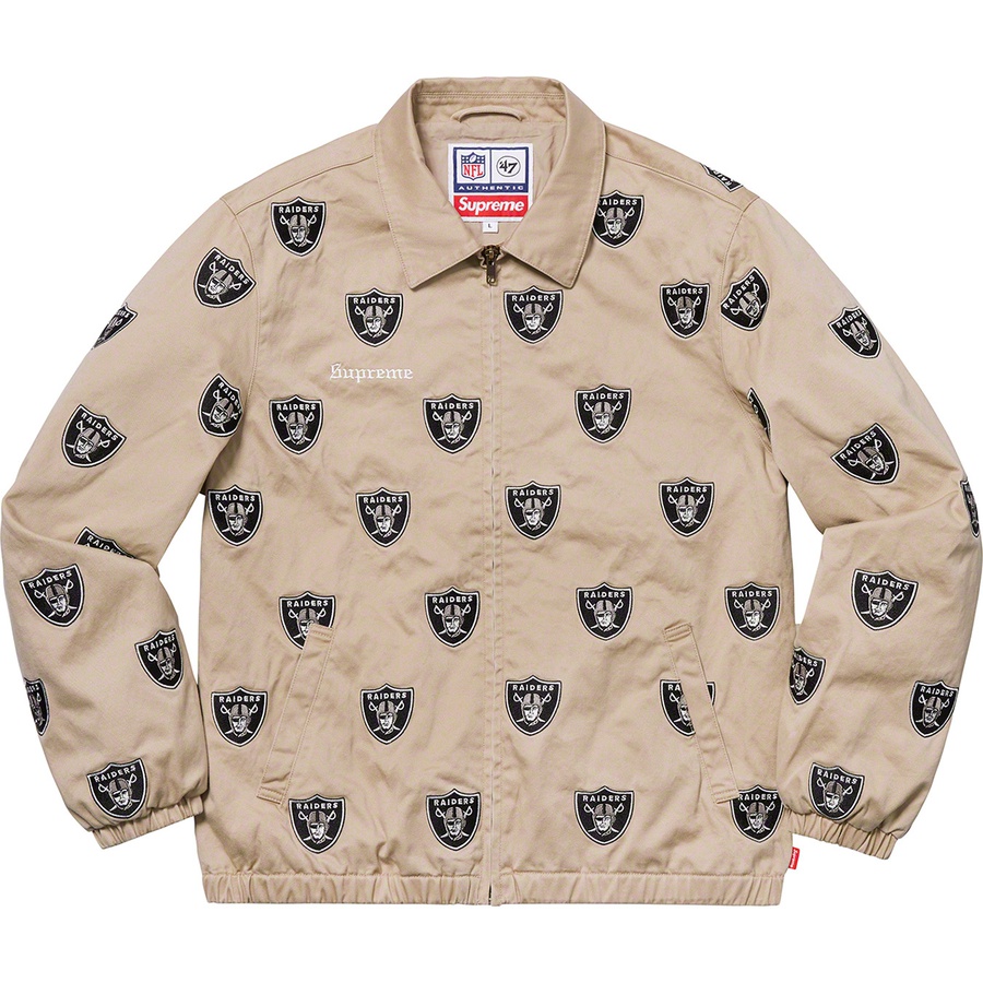 Details on Supreme NFL Raiders '47 Embroidered Harrington Jacket Khaki from spring summer
                                                    2019 (Price is $298)