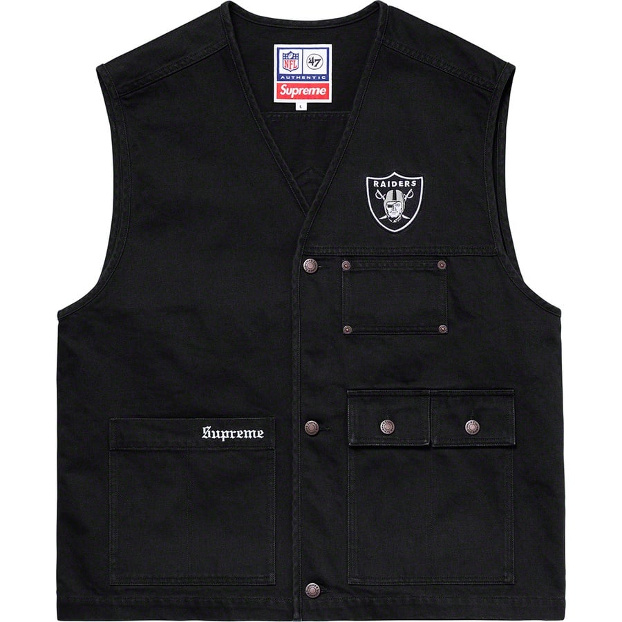 Details on Supreme NFL Raiders '47 Denim Vest Black from spring summer
                                                    2019 (Price is $158)