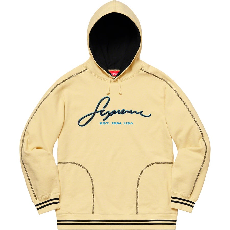 Details on Contrast Embroidered Hooded Sweatshirt Pale Yellow from spring summer
                                                    2019 (Price is $158)