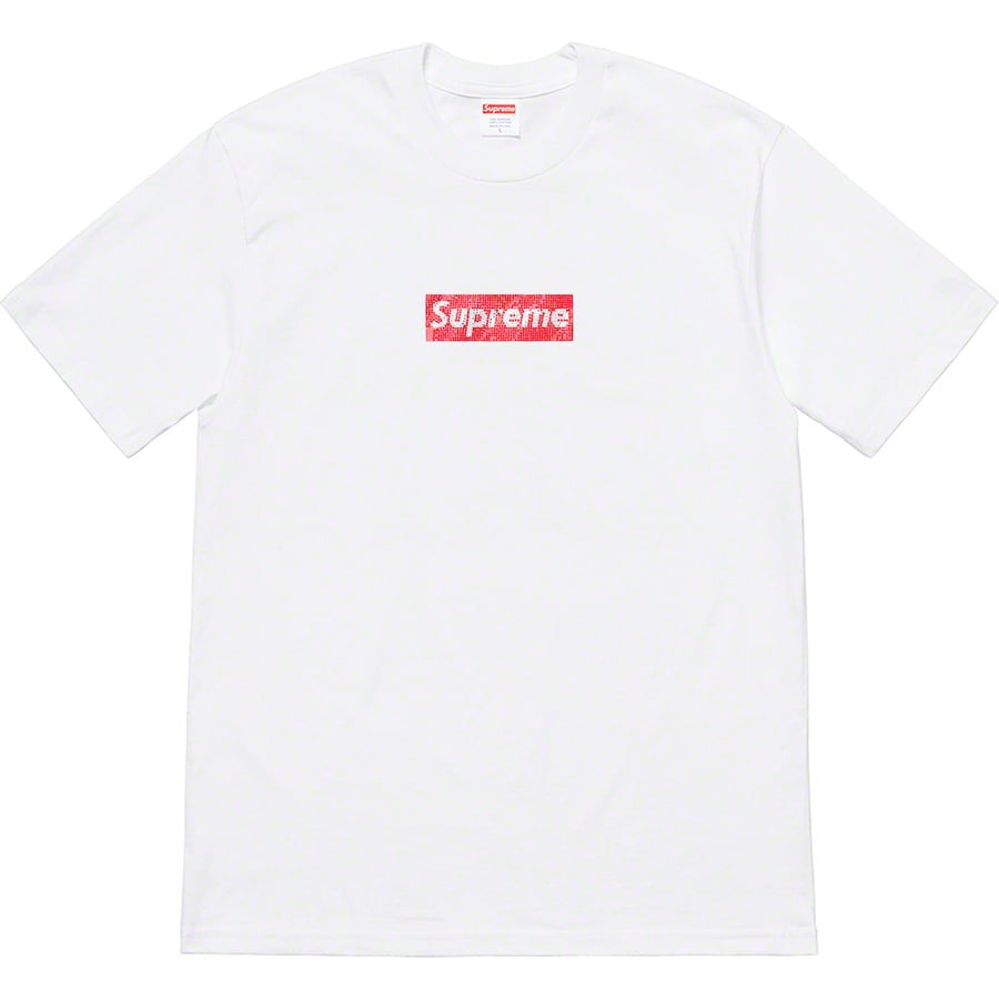 Details on Supreme Swarovski Box Logo Tee White from spring summer
                                                    2019 (Price is $398)