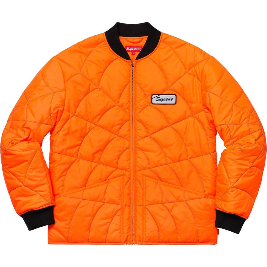 Supreme Spider Web Quilted Work Jacket (SS19) - Orange - $218