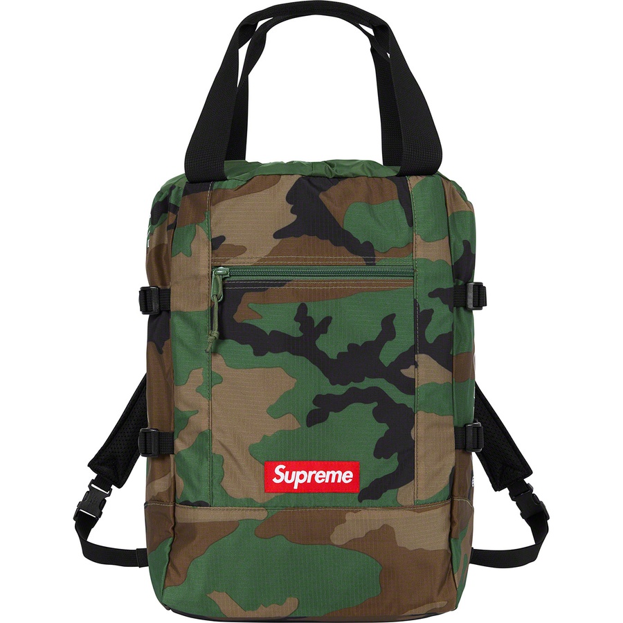 Details on Tote Backpack Woodland Camo from spring summer
                                                    2019 (Price is $148)