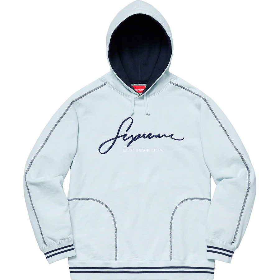 Details on Contrast Embroidered Hooded Sweatshirt Ice from spring summer
                                                    2019 (Price is $158)