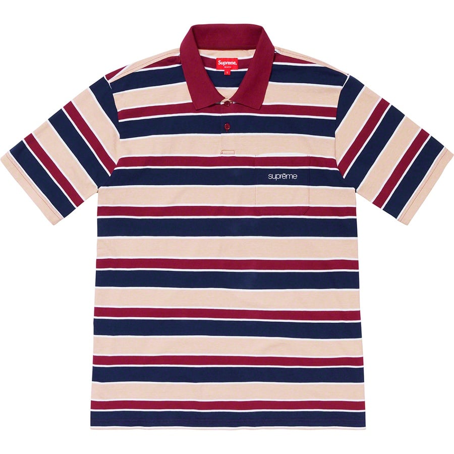 Supreme Classic Logo Stripe Polo (SS19) - Dark Red - $98