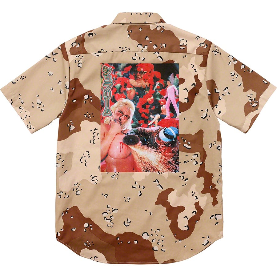 Details on Sekintani La Norihiro Supreme Work Shirt Chocolate Chip Camo from spring summer
                                                    2019 (Price is $138)