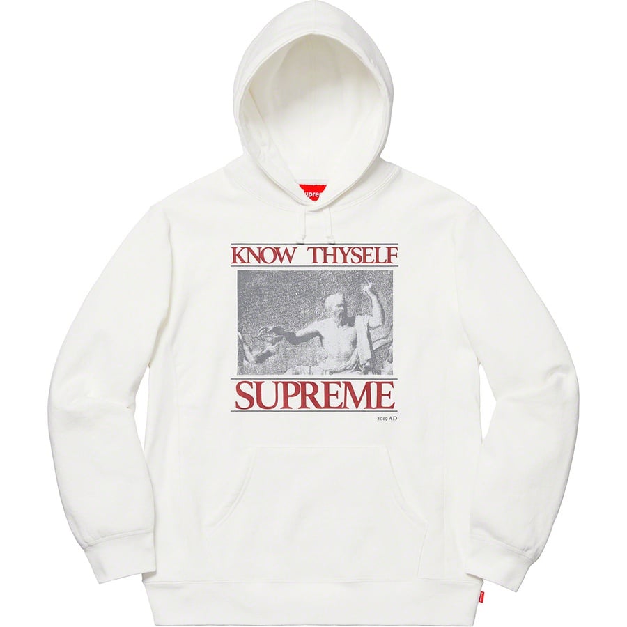Details on Know Thyself Hooded Sweatshirt White from spring summer 2019 (Price is $158)