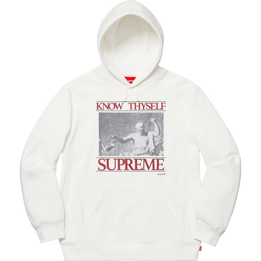 Details on Know Thyself Hooded Sweatshirt White from spring summer
                                                    2019 (Price is $158)