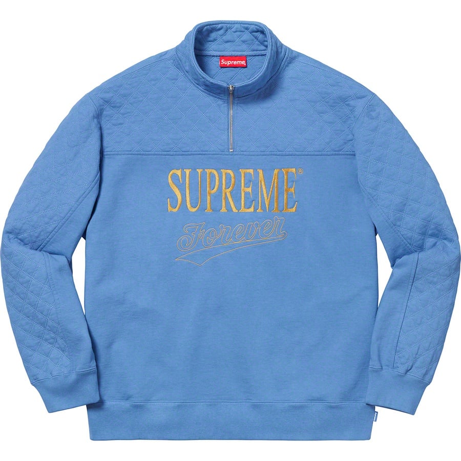 Details on Forever Half Zip Sweatshirt Columbia Blue from spring summer
                                                    2019 (Price is $148)