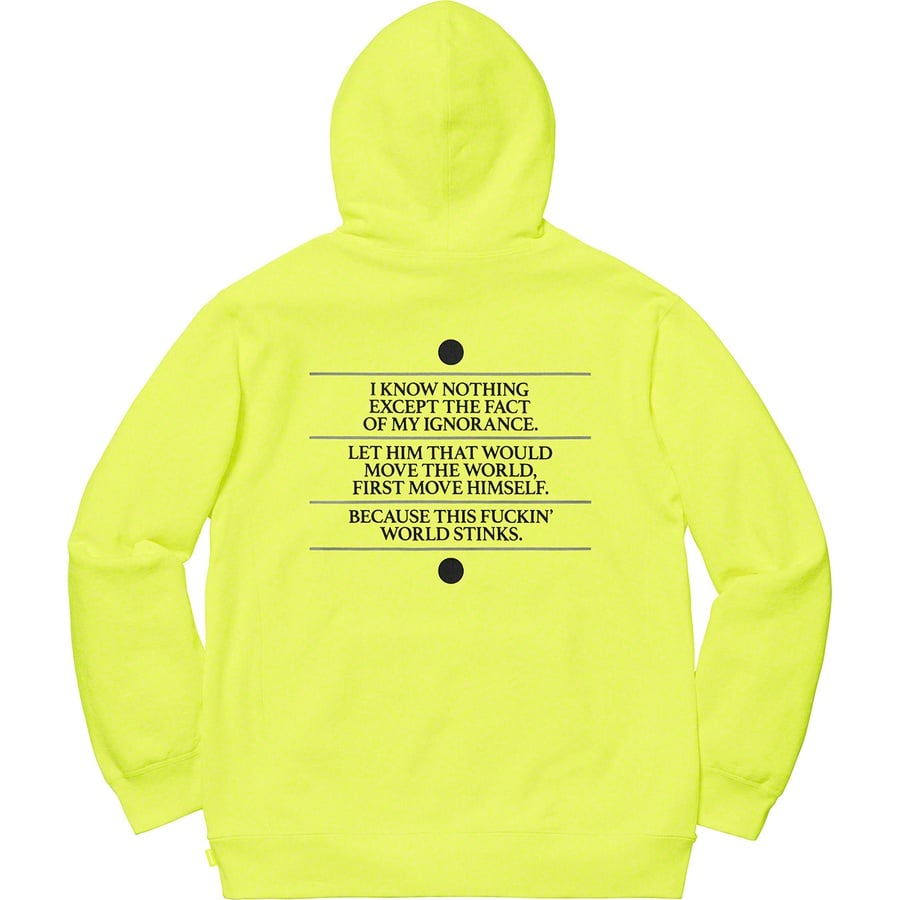 Details on Know Thyself Hooded Sweatshirt Bright Yellow from spring summer 2019 (Price is $158)