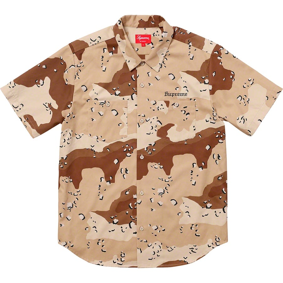 Details on Sekintani La Norihiro Supreme Work Shirt Chocolate Chip Camo from spring summer
                                                    2019 (Price is $138)