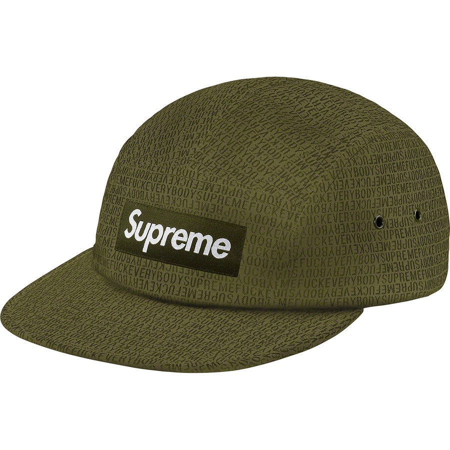 Details on Fuck Everybody Jacquard Camp Cap Olive from spring summer 2019 (Price is $54)