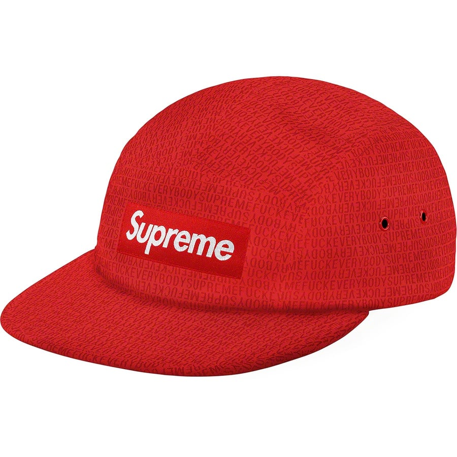 Details on Fuck Everybody Jacquard Camp Cap Red from spring summer 2019 (Price is $54)