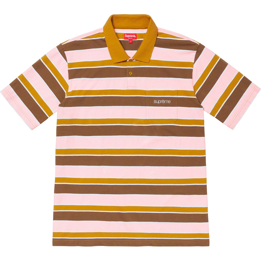 Supreme Classic Logo Stripe Polo (SS19) - Mustard - $98