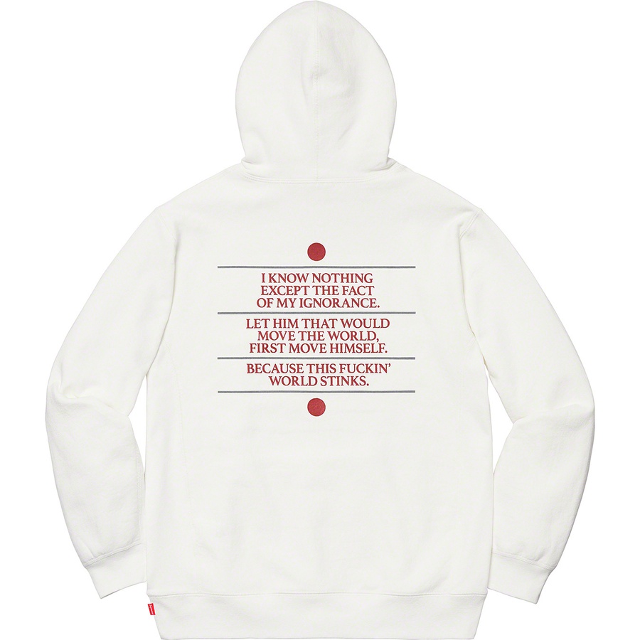 Details on Know Thyself Hooded Sweatshirt White from spring summer
                                                    2019 (Price is $158)